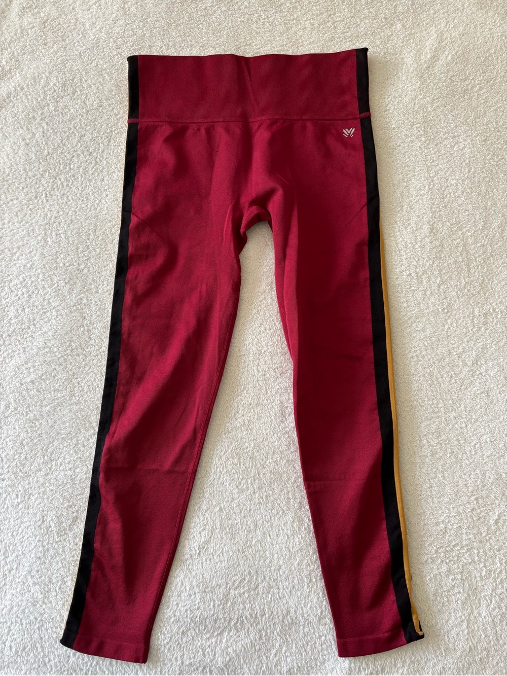Forever 21 Women’s Burgundy Leggings with Black & Gold Side Stripe